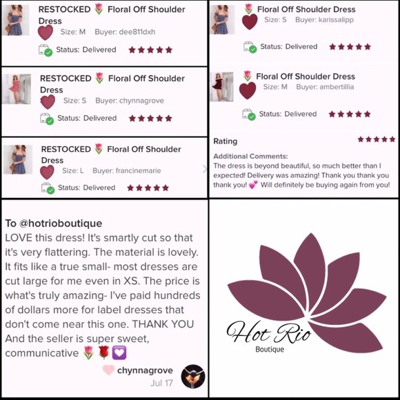 ❁ Floral Off Shoulder Dress - Picture 7 of 8